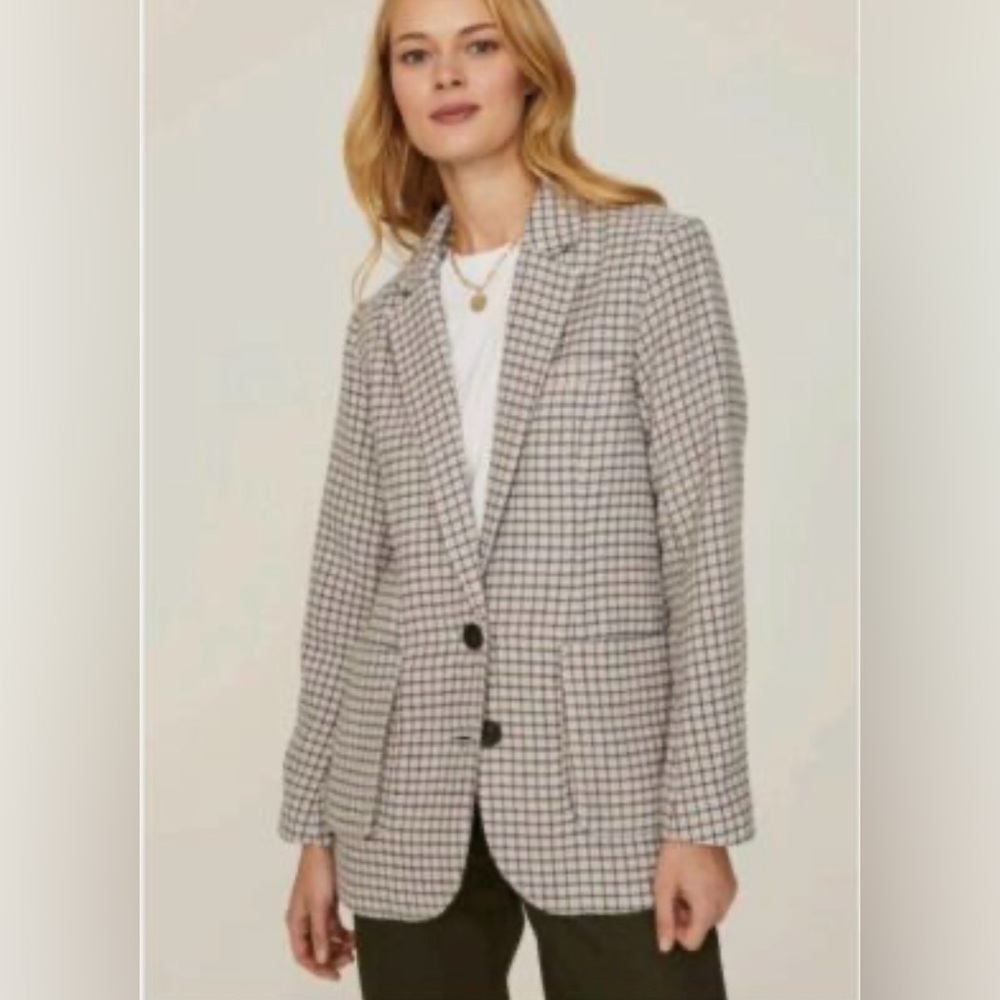 NWT Rails Windsor Blazer Lilac Navy Mini Check Size Medium